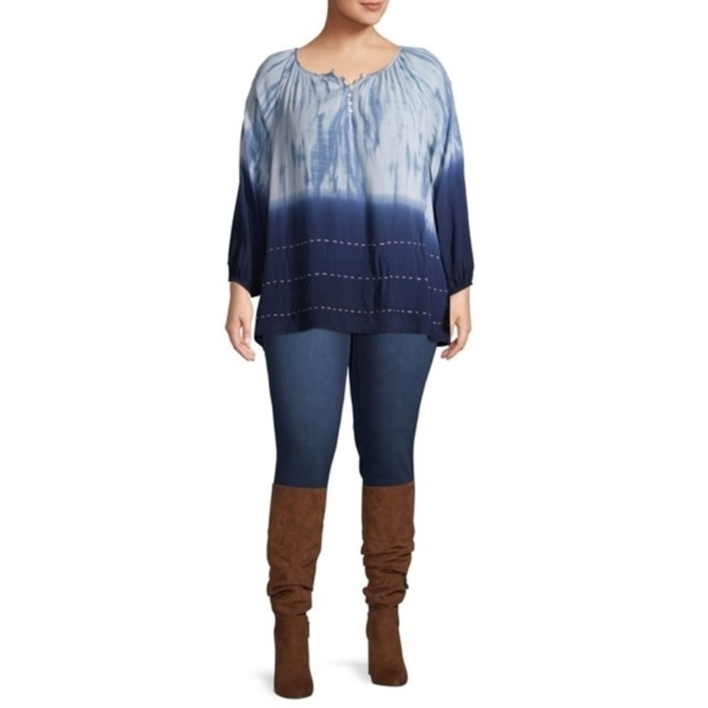 NWT Zac & Rachel Oversized LS Navy/White Dip Dye Tunic Women's (S)